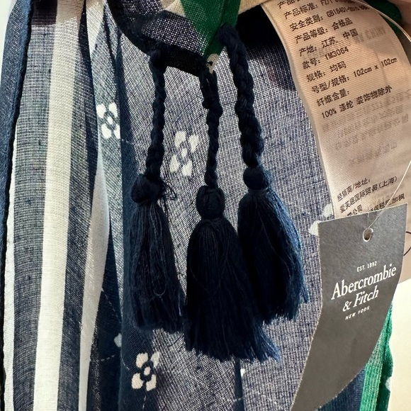 Abercrombie & Fitch Navy Polka Dot Scarf - Picture 7 of 7
